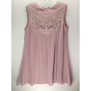 KXuan Lace Chiffon Tunic Top S Blush Pink Sleeveless Flowy Lined Boho Romantic